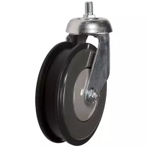 Колесо для траволатора 100 мм, 2 реборды (болт, поворотное, термопл. резина, обод – пластик)
